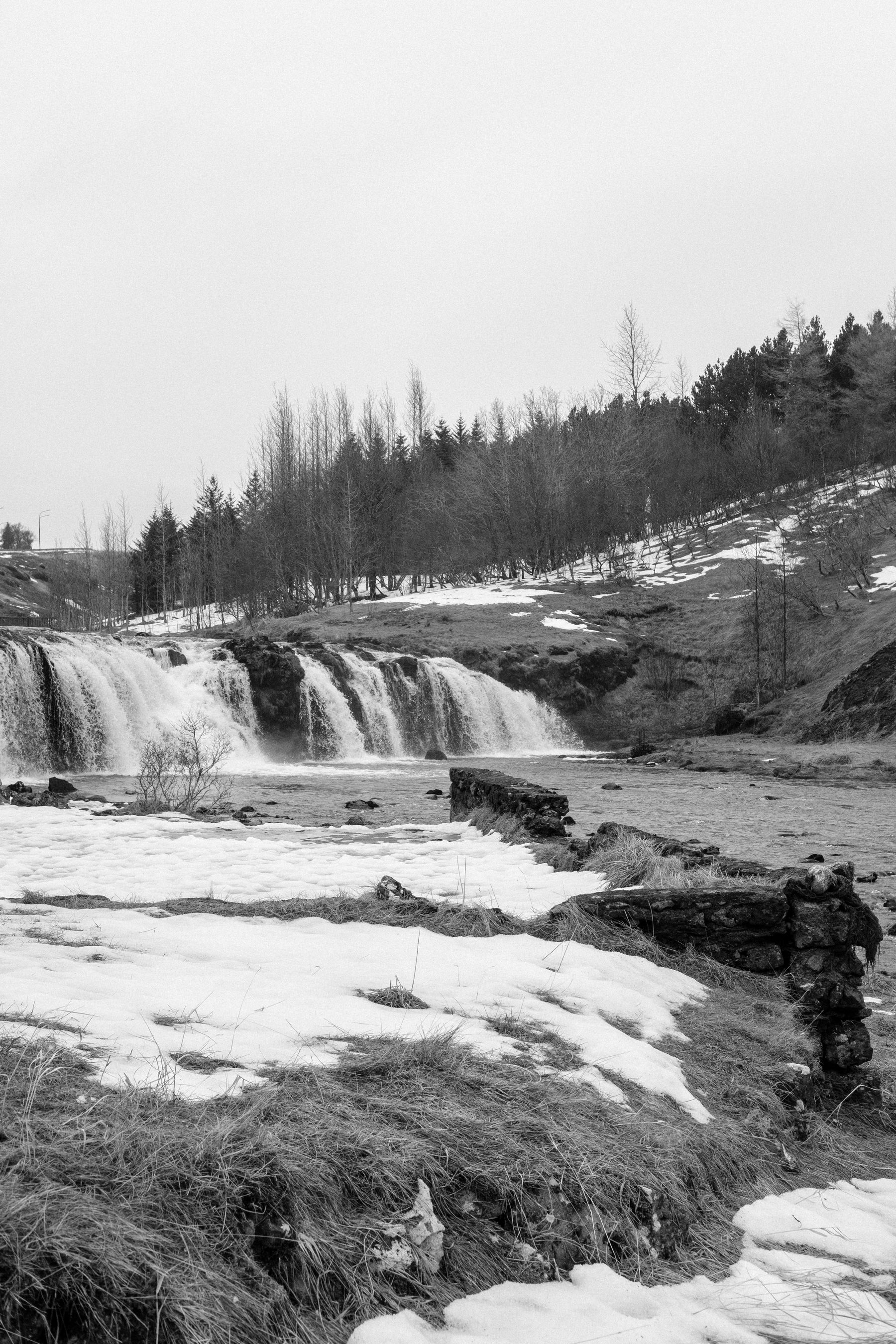 The waterfall again. You can see the outline of the small factory more clearly from the ruined walls.