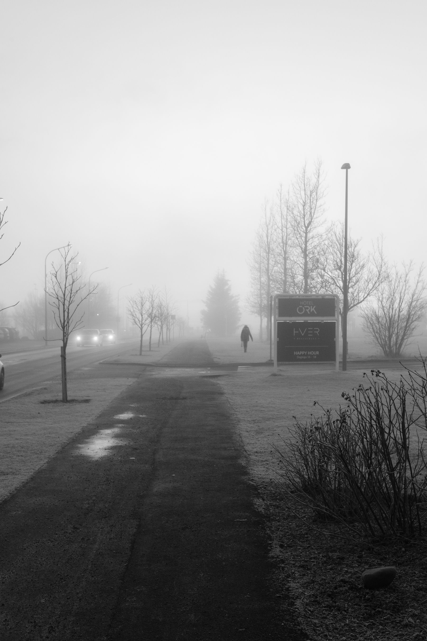 A view down the main road in Hveragerði, past Hotel Örk.