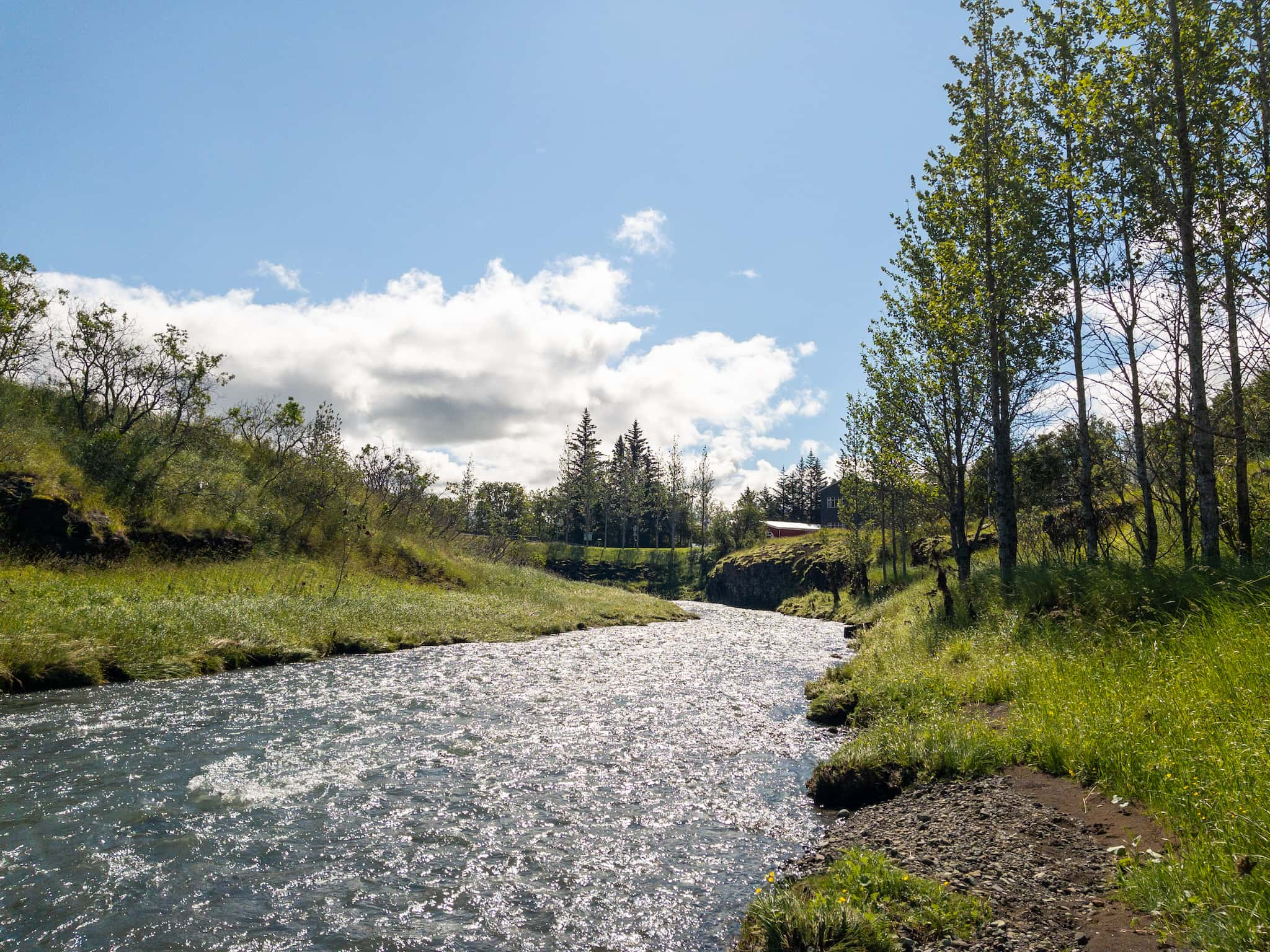 The banks of Varmá in Hveragerði.