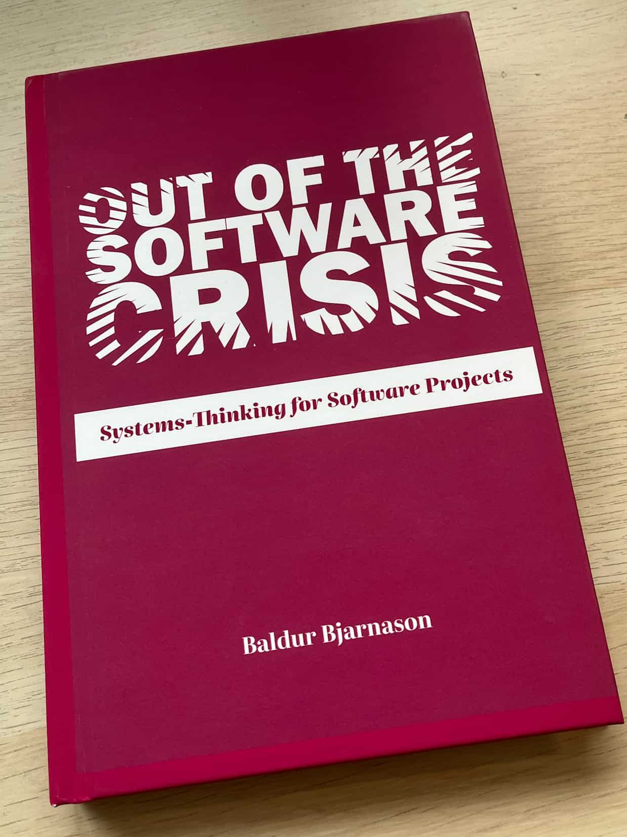 A sample print of the hardcover edition of Out of the Software Crisis