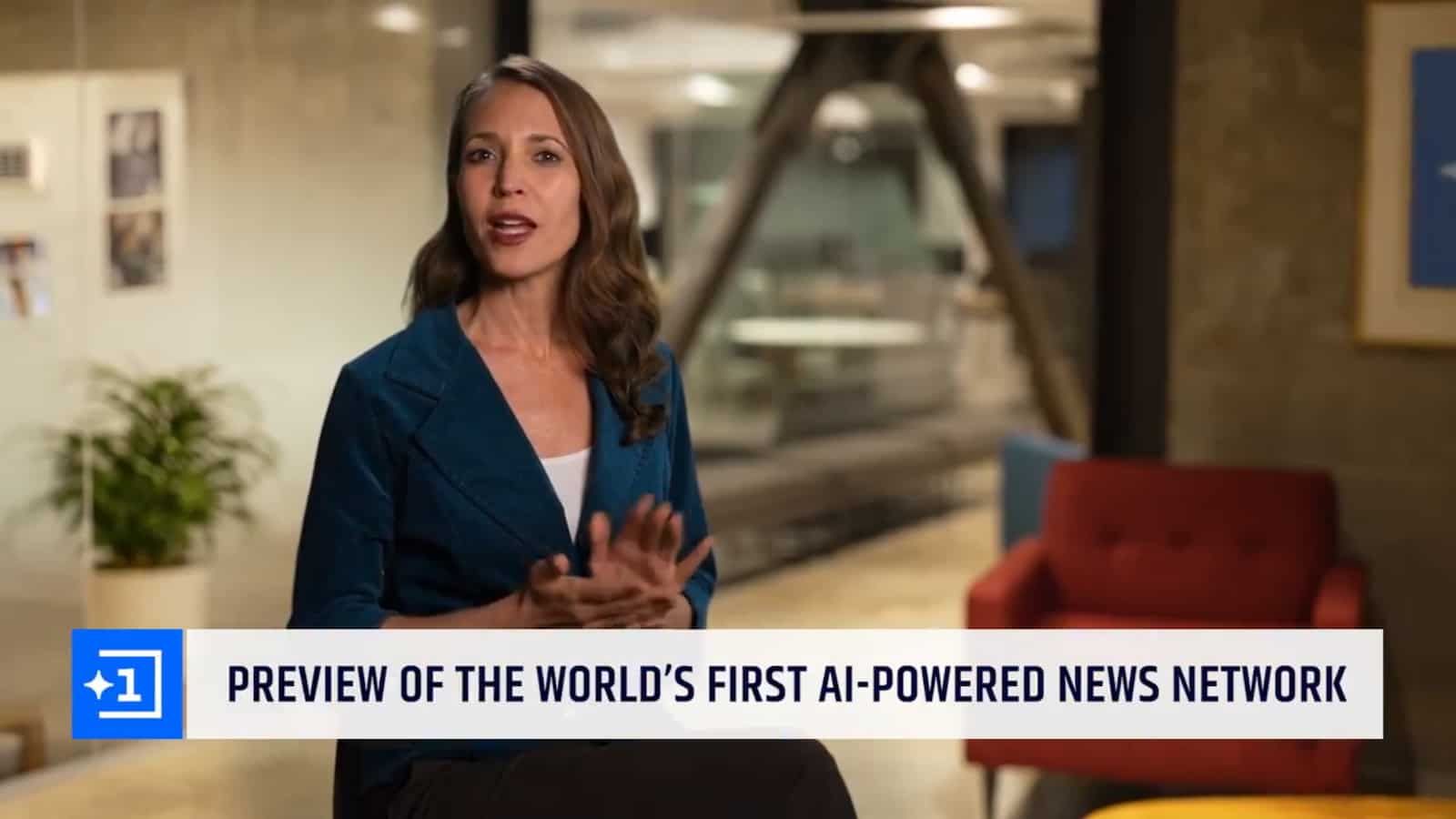 Screenshot of an AI-generated news show.