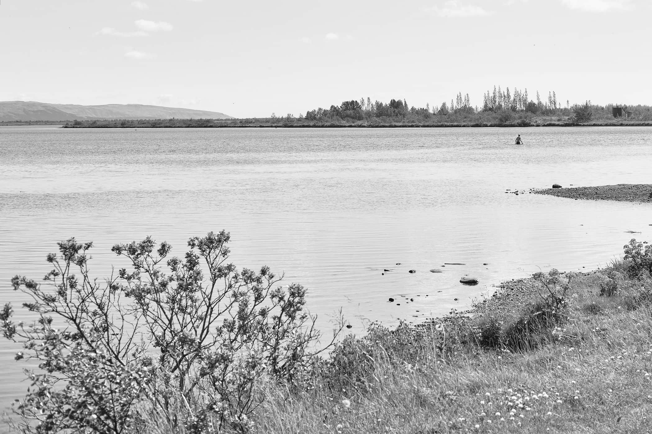 One man swims to show in Laugarvatn lake